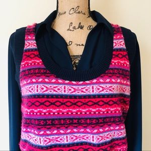 Tommy Hilfiger Sweater Vest Navy and Hot Pink